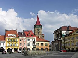 Czechia, Jicin, Wallenstein's square in Spring.jpg