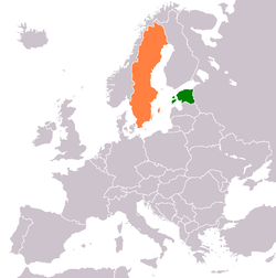Map indicating locations of Estonia and Sweden