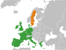 Accession of Sweden to the European Union in 1995 European Union-12 Sweden Locator (with internal borders).svg