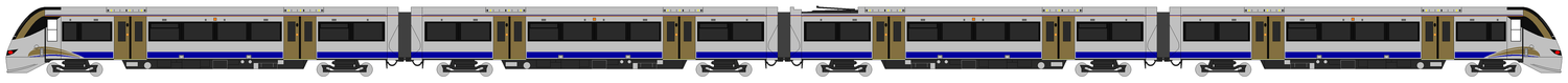 O diagrama do Gautrain's Electrostar, da vista de quatro carros.