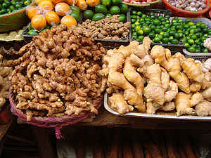 Two varieties of ginger as sold in Haikou, Hai...