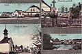 Historická kolorovaná pohlednice obce Březí
