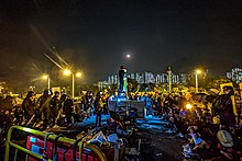 Confrontation between protesters and police in No. 2 Bridge of CUHK on 13 November 2019. Hong Kong IMG 20191113 192427 (49060917381).jpg