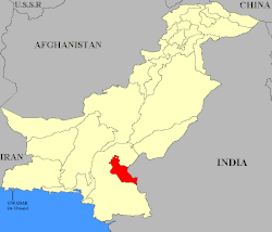 Khairpurin ruhtinaskunta Pakistanin kartalla.