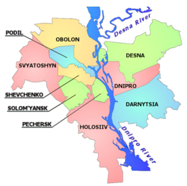 Carte des arrondissements de Kiev.