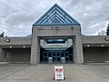 Main entrance and COVID-19 test site signage