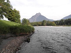 Le Drac : vue d'une berge de Fontaine (aval du Pont du Vercors).