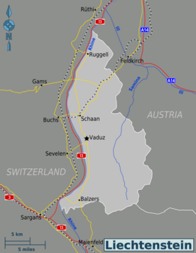 Mapa Lichtenštejnska