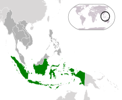印度尼西亚的位置（绿色） 亚细安（深灰色）  —  [图例放大]