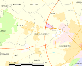 Mapa obce Francilly-Selency