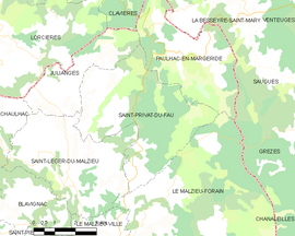 Mapa obce Saint-Privat-du-Fau