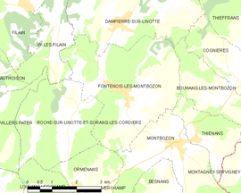 Mapa obce Fontenois-lès-Montbozon