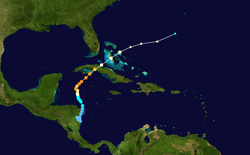 Trajectoire de l'ouragan Michelle