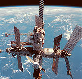 Mir, as seen from Space Shuttle Discovery