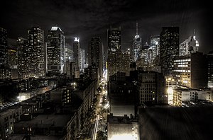 New York City at night, photographed using the...