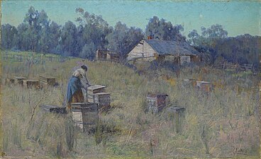 Le rucher de l'ancienne ferme, 1900, huiles sur toile, 69 × 112 cm , National Gallery of Victoria.