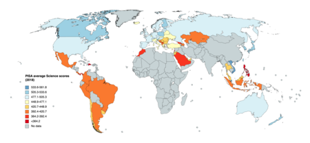 PISA average Science scores (2018) PISA average Science scores 2018.png