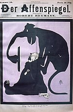 Titelblatt und Farblitho aus dem Affenspiegel 1901