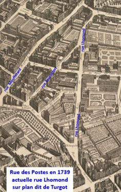 Rue des Postes en 1739 (rue Lhomond depuis 1867).