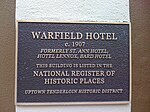 Warfield Hotel plaque, Uptown Tenderloin Historic District, National Register of Historic Places