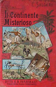 Couverture du livre Il continente misterioso de Emilio Salgari Ed. Paravia.