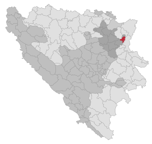 Lage der Gemeinde Sapna in Bosnien und Herzegowina (anklickbare Karte)
