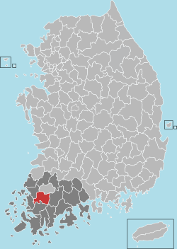 羅州市在韓國及全羅南道的位置