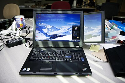 ThinkPad W700ds with integrated secondary screen and Wacom digitizer. The secondary display slides out like a pocket door. (3408777227).jpg