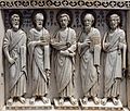 Middle leaf, bottom panel: Apostles James, John, Peter, Paul and Andrew
