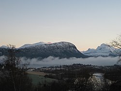 View of Vestnes with mountains in the background
