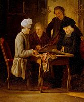Jean Huber, Voltaire jouant aux échecs avec le père Adam, entre 1770 et 1775