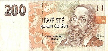 Jan Amos Komenský auf der tschechischen 200-Kronen-Banknote