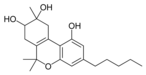 Kemia strukturo de 8,9-dihydroxy-Δ6a (10a) tetrahydrocannabinol.