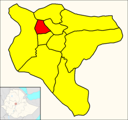 Addis Ketema (red) within Addis Ababa