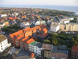 Byen Borkum fotograferet fra fyret