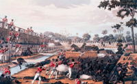 The storming of one of the principal stockades, near Yangon (Rangoon), 8 July 1824