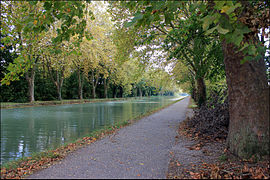 Canal latéral à la Garonne au niveau du pont-canal du Cacor.