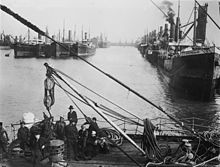 Coal ships in Cardiff docks Coal ships tied up at Cardiff Docks.jpg