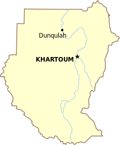 محل دنقلا بر روی نقشه سودان