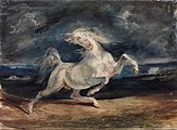 «Ձին փոթորիկէն զարհուրած» Cheval effrayé par l'orage, Տելաքրուա, 1824