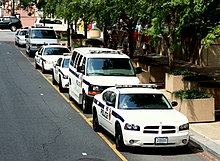 FBI Police cars outside a Federal Bureau of Investigation facility. The FBI Police is responsible for protecting, and has jurisdiction over, facilities owned and operated by the FBI. FBI Police (6060374956).jpg