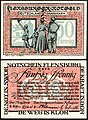 50 Pfennig Notgeldschein der Stadt Flensburg (1921), dargestellt ist die Tendenz der Volksabstimmung am 14. März 1920 Richtung Deutschland