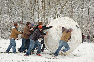 Enormous snowball made in South Park in a snow...