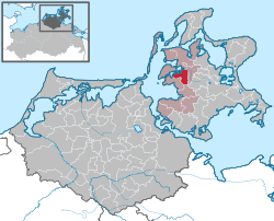 Elhelyezkedése Mecklenburg-Elő-Pomeránia térképén