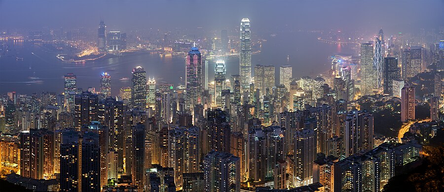 Vista del distrito Central de Hong Kong desde la Cumbre Victoria