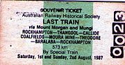 Rail Ticket for 'Last Train to Mt Morgan' tour 1987