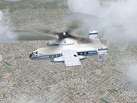 Компьютерная модель Fairey Rotodyne в горизонтальном полёте