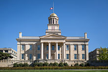 The Old Iowa State Capitol sits at the center of The Pentacrest Iowa Old Capitol IMG 3198.jpg