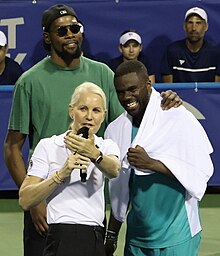 Prince George's County natives Kevin Durant and Frances Tiafoe (interviewed by Rennae Stubbs) Kevin Durant and Frances Tiafoe (2023 DC Open) 01 (cropped).jpg