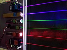Red (660 & 635 nm), green (532 & 520 nm), and blue-violet (445 & 405 nm) lasers Lasers.JPG